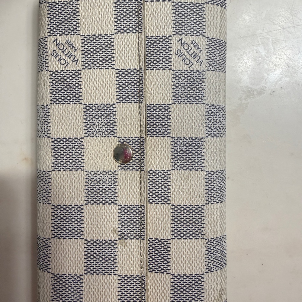 Louis Vuitton Damier Azur Check Wallet - Cream & Blue